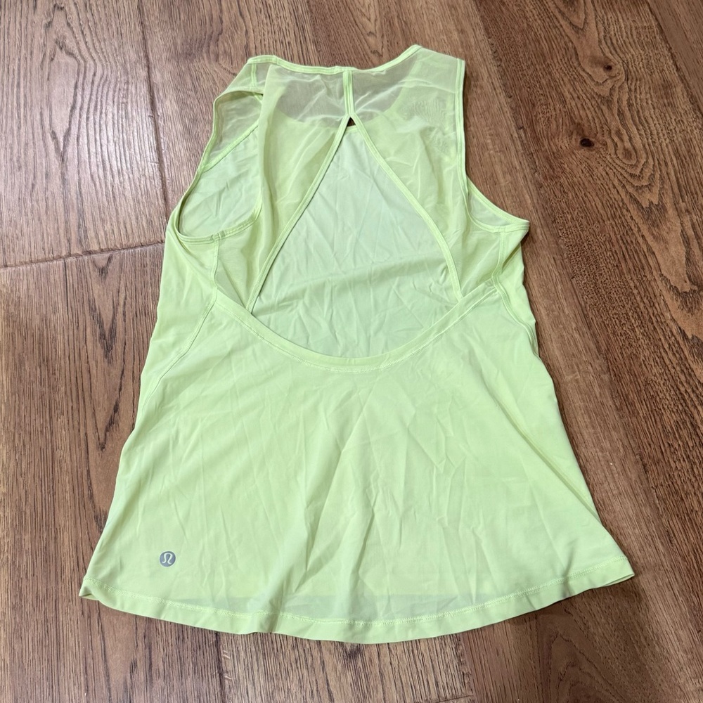 Lululemon Sculpt Tank Mesh Open Back Lime Green Yellow Size 4